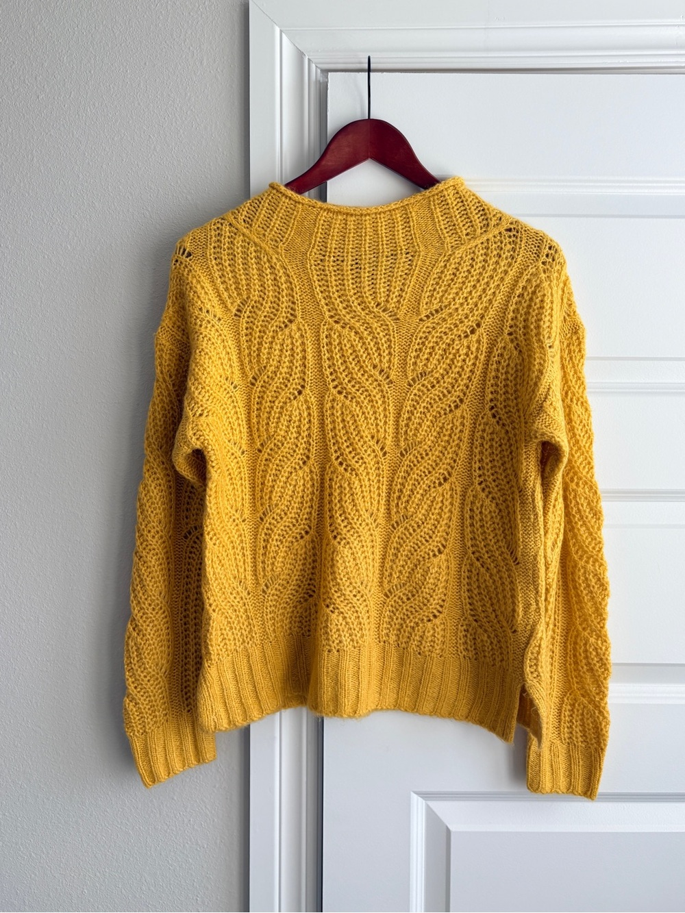 J.Crew Mustard Alpaca Blend Cable Knit Sweater XS